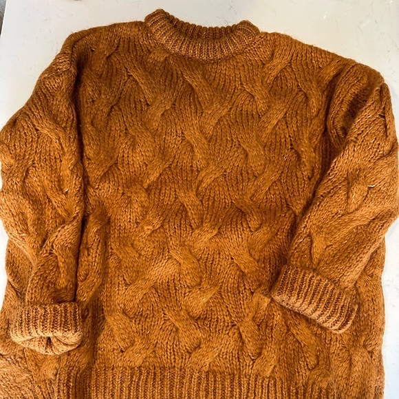 Zara Cable Knit Burnt Orange Oversized Sweater - Picture 1 of 3
